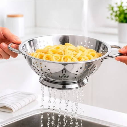 Escorredor de macarrão de aço inoxidável com alças